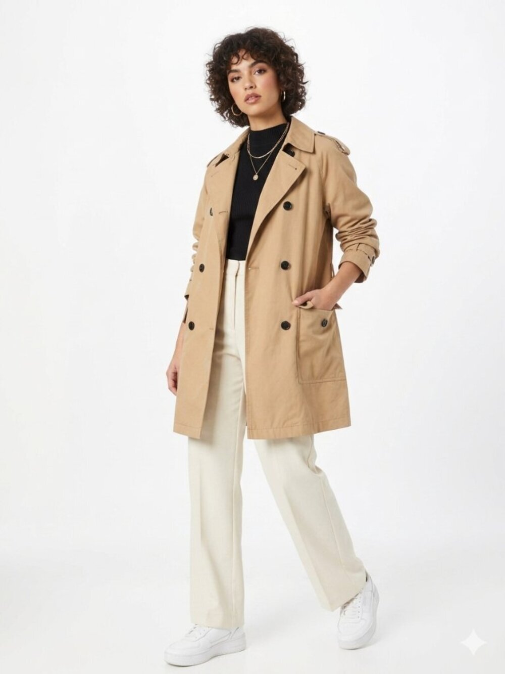 ZARA Khaki/Camel Tan Double Breasted Trench Raincoat Jacket XS - Picture 2 of 13
